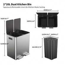 A 40-Liter Stainless Steel Waste Bin Featuring Two Sections - Anti-fingerprint Black - View 8