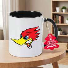 Woody Hot Rod 11oz Ceramic Coffee Mug With Red & Yellow Cartoon Design - Non-Slip Round Cup Office, Home, Thanksgiving, Halloween, New Year Gifts - Durable & Stylish, Festive Drinkware, Hand Wash Only, Holiday Shoppers - Đen- - Xem 3