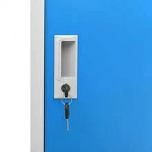 vidaXL Armoires à casiers 2 pcs Gris clair et bleu 90x45x92,5 cm Acier - Bleu azur - Voir 7