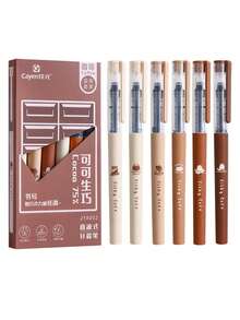 6支装黑色走珠笔，粉色蝴蝶结速干凝胶笔，0.5mm细笔尖，书写流畅，适用于办公室、教室、成人居家办公、家庭教育、课堂书写、考试等场合，凝胶笔和圆珠笔套装，节日文具礼品，返校礼物