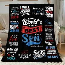 1pc World'S Best Son Special Edition Flannel Blanket| Comfortable And Soft Polyester Flannel, Suitable For All Seasons, Ideal For Sofa, Bed, Car, Office, Multipurpose Use, Machine Washable, Perfect For Birthday, Valentine'S Day, Thanksgiving Gifts - White - View 2