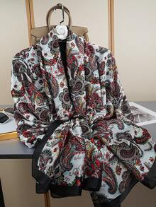 1pc Fashionable Outdoor Shawl Scarf, New Printed Scarf, Luxury Neckerchief 85*180CM, Women Silk Scarf - Multicolor - View 2