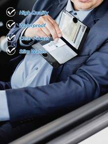 PU Car Registration & Insurance Holder – Black Durable Black Folder With Gold Car Design, Multiple Card Slots, , Ideal For Driver's License, Vehicle ID & Motorcycle Documents,Stylish Accessory