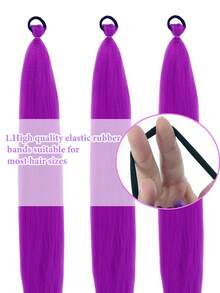 3条26英寸（约70厘米）紫色编织马尾辫接发，适合编织，顶部带弹性包裹，自然柔软渐变色合成编织接发，适合女孩（紫色/浅紫色） - 彩色 - 查看 4