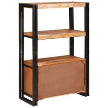 Bibliothèque vidaXL avec portes en bois d'acacia massif et métal Marron - Tabac - Voir 7