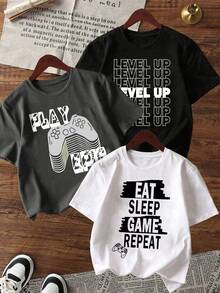 3件套幼儿男童字母印花短袖套装 - 彩色 - 查看 1