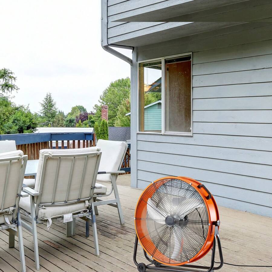 Trommelventilator, 24 Zoll Bodenventilator, Industrieventilator mit 3 Gänge, 8600 CFM, 360° verstellbarer, Windmaschine, Hallenlüfter Trommelgebläse für Lager, Werkstatt, Fabrik, Keller - 8600 CFM 24 Zoll - Übersicht 1