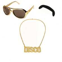 Hippie Explosive Head Wig And Glasses Peace Necklace Set Halloween Hippie Theme Party - Multicolor - View 5