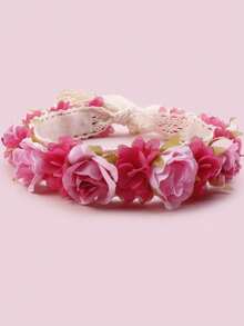 0-3 Years Old Baby Cute Rose Flower Decor Elastic Headband - Hot Pink - View 1