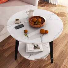 Simple Double-Layer Side Table, Suitable For Home, Living Room, Balcony, Bedroom Nightstand, Small Space - Black - View 6