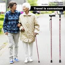 Bastón de caminar para mujeres y hombres, plegable, ligero, elegante y plegable, bastón plegable |   bastones para personas mayores y adultos con cómodo mango en T - estampado de flores - Ver 7