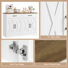 Sideboard, 120cm Wide Kitchen Cabinet With Worktops, Kitchen Buffet Storage Cabinet With 2 Drawers And 4 Doors Living Room, Kitchen, Hallway - 白色 - 查看 4