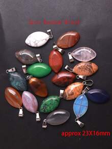 5颗/10颗/20颗/50颗橄榄形豌豆天然石吊坠散珠马眼形饰品，适用于DIY项链耳环首饰配件制作 - 馬眼橄欖吊墜 - 查看 5