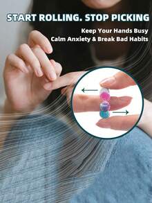 5pcs Sensory Fidget Rings - Designed To Relieve Anxiety And Stress. Adjustable Rings, Multi-Color Gradient. Suitable For Adults, Finger Massager - Different Textured Spiky Beads Stress Relief Rings, Suitable For Home, Outdoor, School, Office, Travel And Other Scenarios - Great Gift For Various Occasions - Multicolor - View 5