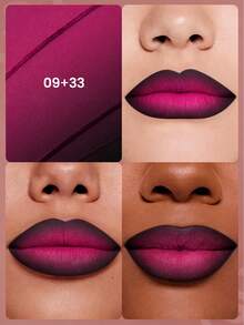 Pudaier 2pcs/Set Waterproof Matte Glossy Lip Gel, Long-Lasting Non-Drying Formula, High Pigment Lip Gloss, Suitable For All Skin Types, Ideal For Halloween Party, Horror Cosplay Date And Bold Makeup Waterproof Lip Gel - 36+33 - View 4