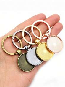 5pcs Keychain Base Pendant, Convex Gemstone Base, Keyring Charm, Time Gem Base, Suitable For DIY Keychain, Keychain, Bracelet Pendant, Bag Pendant, Earrings, Necklace, Jewelry, Ideal For Making Holiday Gifts And Valentine's Day Gifts, Charming Craft Decoration Materials - Keychain Cabochon Base - View 3