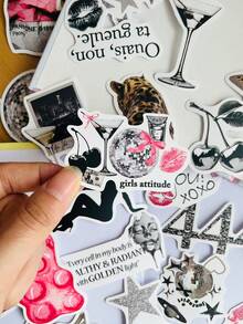 50张银色幸运女孩贴纸 防水卡通礼品装饰剪贴簿笔记本电脑行李箱吉他水杯手机壳DIY贴纸 - 彩色 - 查看 5