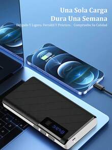 Banco de energía 20000mah carga rápida,Power Bank Batería Portátil  Con luz LED,Carga rápida incorporados Pantalla LED digital cargador portátil, - 4 piezas - Ver 9