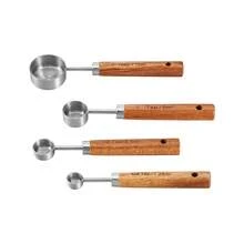 4/8pcs Measuring Cup & Spoon Set, Stainless Steel Measuring Cups And Spoons With Rosewood Handles, Suitable For Dry Goods And Liquid Ingredients, Baking Tools DIY, Seasoning Spoon, Powder Spoon, Coffee Spoon Kitchen Baking Tools - Multicolor - View 10