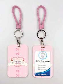 1pc Pink ABS Puppy & Bear Pattern Keychain Pendant, Bag Charm, ID/Card Holder, Suitable For All Seasons