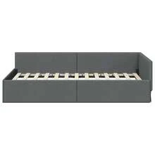 vidaXL Cadre de lit d'angle Grigio foncé 90 cm x 190 cm in velluto - Grigio - Visualizzare 5