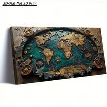 1 Piece Of Vintage Large Wooden Frame Canvas Wall Painting- World Map, Ideal For Living Room, Bedroom & Study Decor, Perfect For New Year & Christmas-Thick Wooden Frame,High Quality Wall Art Printed Poster Can Be Hung Directly,Perfect - 多色 - 查看 15