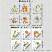 BRUP 1/2/6sheets Cartoon Dinosaur Wall Stickers, Self-Adhesive Vinyl Home Decor, Wall Decals For Kids Rooms, Suitable For Nurseries And Baby Rooms, Cute Animal Bedroom Wall Art - Multicolor - View 13