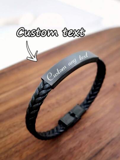 Customized Engraved Silicone Stainless Steel Adjustable Bracelet For Kids & Adults - Personalized Name/Text, Durable Multi-Functional Strap, Fashionable Birthday/Valentine's Day Gift, Suitable For School, Sports, Casual Occasions