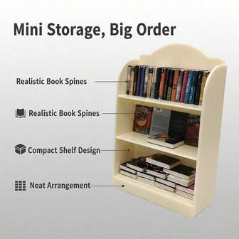 Exquisite Miniature Bookshelf With 60 Mini Books, Bookshelf And Mixed Book Set, Mini Bookshelf And Book Combination, Craftsmanship, Decorative Ornament, Ideal Gift For Various Occasions