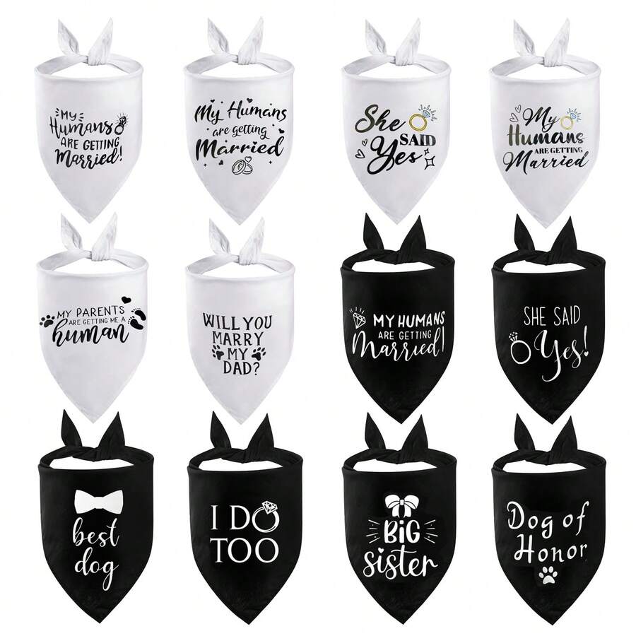 1pc Pet Triangular Bandana Bib, Dog Cat Triangle Scarf Collar, Suitable For Engagement Party, Wedding And Other Occasions, My Owner Is Getting Married - Multicolor - View 1