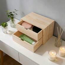 1pc Wooden Desktop Multi-Drawer Storage Box, Jewelry Organizer Cabinet For Office, Bedside, Dorm