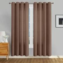 1pc/2pcs Modern Solid Blackout Curtains With Top Loops, Sheer Voile Curtains For Living Room, Bedroom Curtains Balancing Privacy And Light, Deep Brown Curtains - Dark Brown - View 22