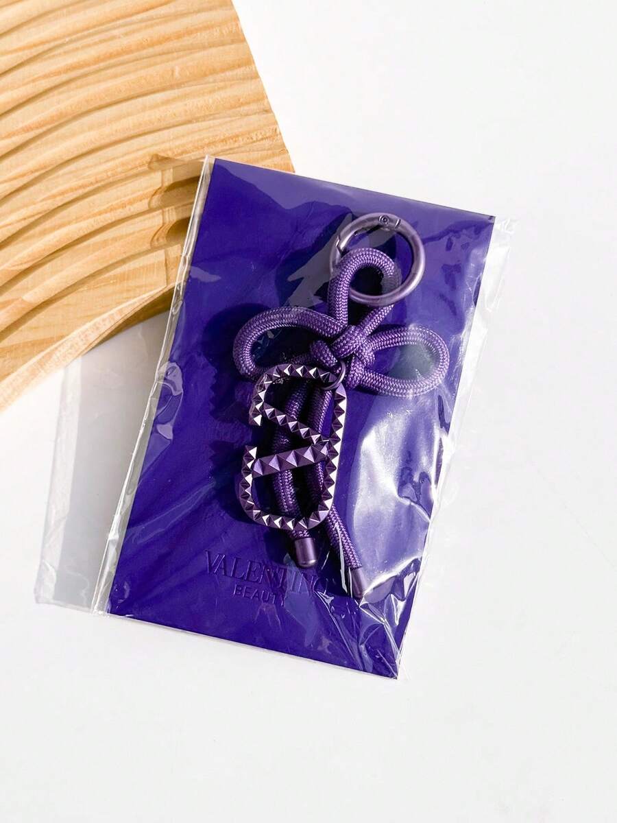 Valentino Black Handheld Makeup Bag/Pink Velvet & Canvas Tote Bag/Heart-Shaped Magnetic Closure Mirror - Purple Chinese Knot - View 1