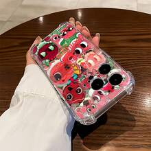 Adorables personajes de dibujos animados rojos con ojos grandes y detalles festivos. Esta elegante funda es compatible con los modelos  17, 16, 15, 14 Pro Max, 13, 12, 11, XR y XS Plus. Fabricada en TPU flexible, resistente a golpes y arañazos, ofrece una excelente protección contra caídas y un agarre cómodo. Es un regalo ideal para familiares, amigos y seres queridos, y una opción perfecta para festivales. - transparente - Ver 4