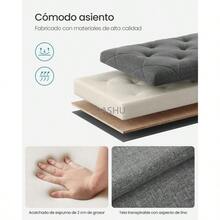 Storage Bench with Legs, 40 x 76 x 40 cm Footstool & Storage Box, 300 kg Load Capacity, Dark Gray - 76 ancho cm - Ver 7