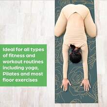 1 件 71*22 英寸瑜伽垫，蓝色背景玫瑰/雏菊图案，防滑耐用，加宽加厚，家用专业初学者瑜伽训练垫 - 彩色 - 查看 3