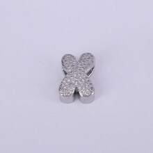  1pc New Silver Color Cubic Zirconia A-Z Initial Alphabet Charm Big Hole Beads,26 Alphabet Letter Pendant Jewelry Accessories - Silver - View 13