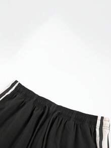 男士休闲宽松运动裤，适合日常通勤、锻炼、跑步、户外活动、健身、慢跑等，直筒裤型，时尚街头风，秋冬季穿着。 - 黑色 - 查看 3