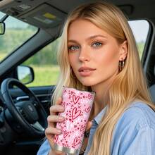 1pc 20oz Mother's Day Valentine's Day Tumbler With Straw, Double-Layer Insulation, Heat Preservation And Cold Preservation Car Cup, Travel Mug Coffee Mugs, Cup, Best Mother's Day, Father's Day, Birthday Gifts, Gifts For Mom From Daughter Son - 白色 - 查看 3