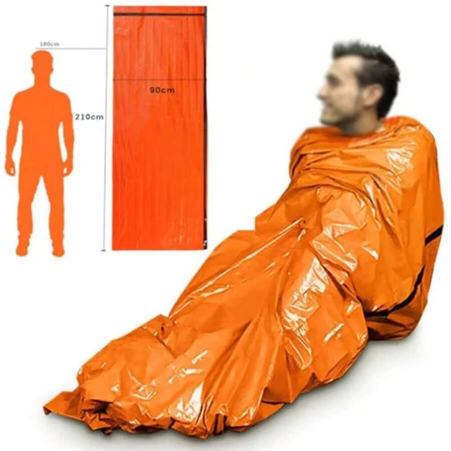 Saco de dormir de emergencia portátil Mylar, sacoérmico impermeable para acampar al aire libre EDC, botiquín de rescate de primeros auxilios, manta portátil, 1 Uds. VSE8 - Verde (215x90cm) - Ver 1