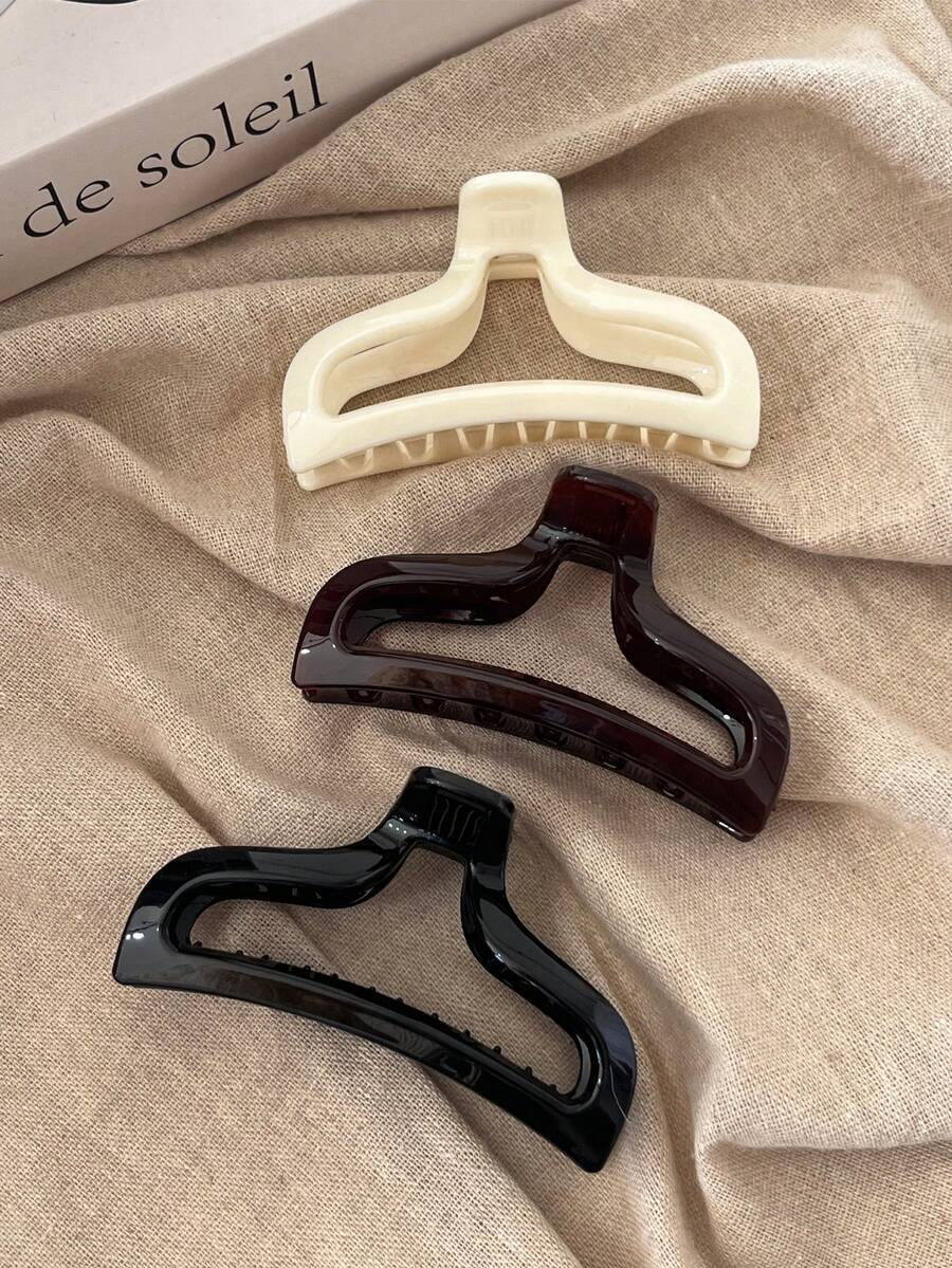 Bộ 3 kẹp tóc nhựa màu đen, trắng, nâu dành cho nữ, thời trang, đa năng, thanh lịch, đơn giản, màu trơn, phù hợp cho sử dụng hàng ngày, thường ngày, dự tiệc, đi làm, đi biển, đi nghỉ mát, buộc tóc đuôi ngựa, búi tóc, rửa mặt, trang điểm, phụ kiện tóc. Kẹp tóc càng cua thanh lịch dành cho nữ. - Nhiều màu - Xem 1