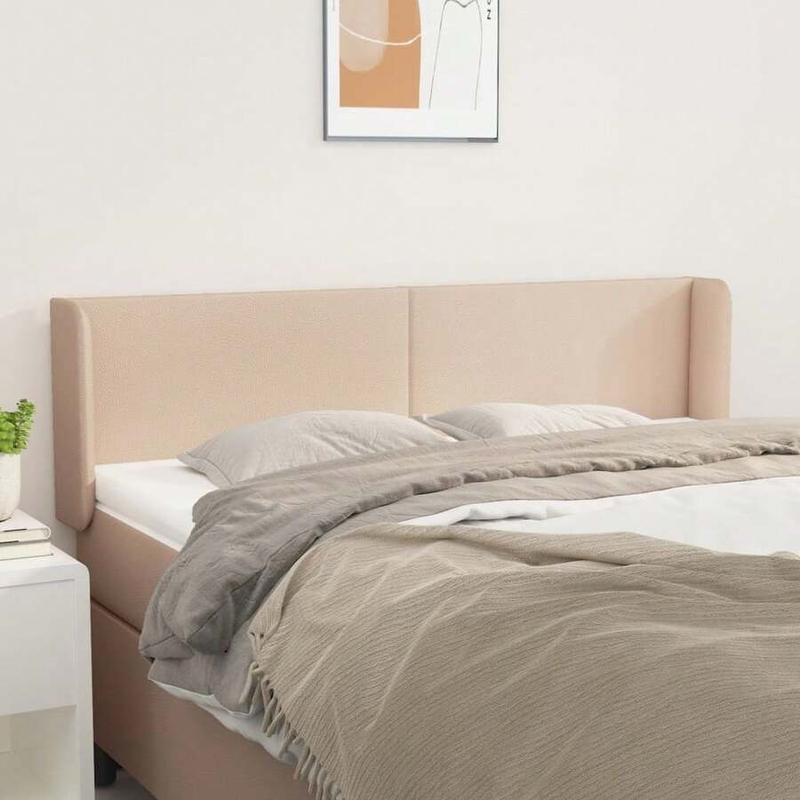 vidaXL Tête de lit con oreilles Cappuccino 147x16x78/88 cm Similicuir - Castano - Visualizzare 1