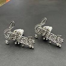 1pc Musical Note Design Car Air Outlet Ornament - Silver - View 6