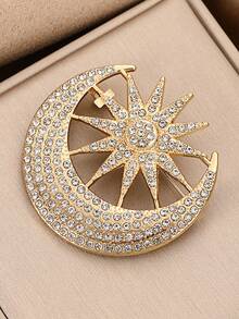 1枚日月胸针，高端男女通用胸针，防滑翻领别针，优雅别致的西装配饰 - 彩色 - 查看 7