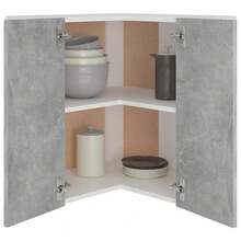 vidaXL Armoire d'angle suspendue "Lyon" Gris béton 57 x 57 x 60 cm Bois d'ingénierie - Gris - Voir 4