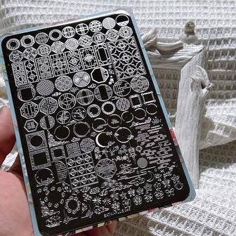 Placa de estampado de arte de uñas, plantilla de decoración de uñas amigable para principiantes, placa de estampado de flor de ventana de estilo europeo, flor de ventana de vidrio, placa de estampado de flor de ventana de vidrio manchado, arte de uñas rápido, nuevo intento, nuevo método