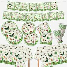 Insect Birthday Paper Plates Napkins Paper Cup Ladybug Dragonfly Disposable Tableware Garden Birthday Party Supplies Insect Theme - Multicolor - View 2