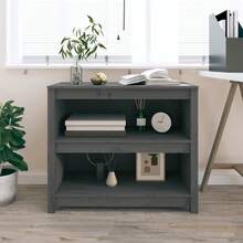vidaXL Bücherregal Grau 80x35x68 cm Massives Kiefernholz - Grau - Übersicht 1