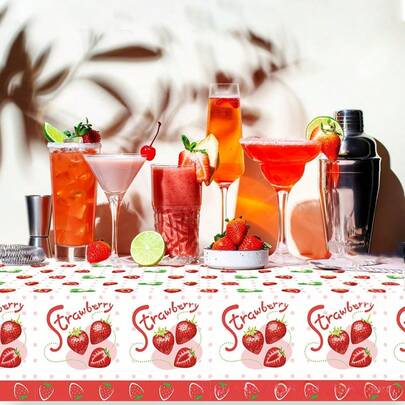 Mantel de fresa para fiesta, diseño creativo de frutas, decoración para mesa de centro de cocina festiva