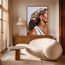 1幅带框/不带框波西米亚抽象墙面艺术海报，极简主义非洲女性时尚画作，适用于宿舍、公寓、客厅、卧室、现代家居装饰 - 棕色 - 查看 3